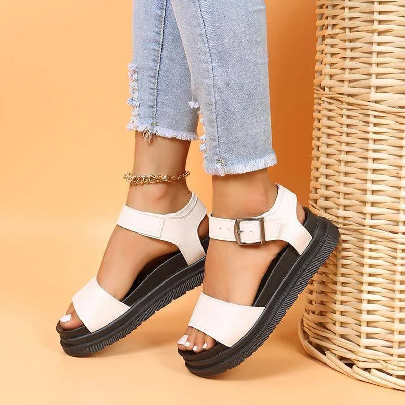 Adjusting Buckle Platform Sandals