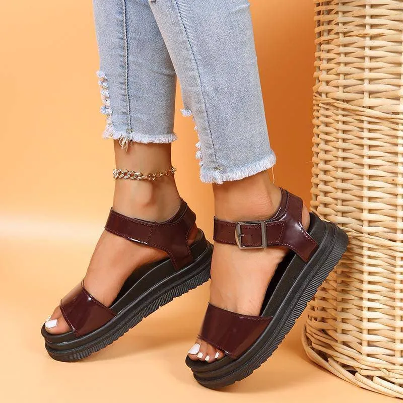 Adjusting Buckle Platform Sandals