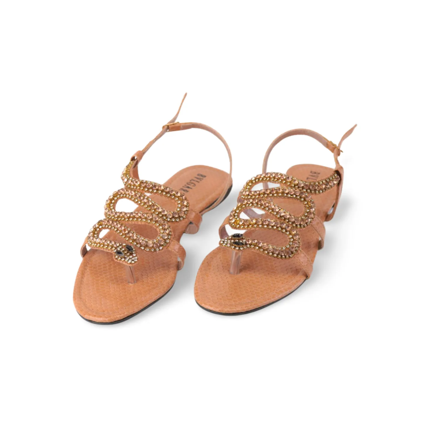 Beautiful Rhinestones Embellished Snake Sandals