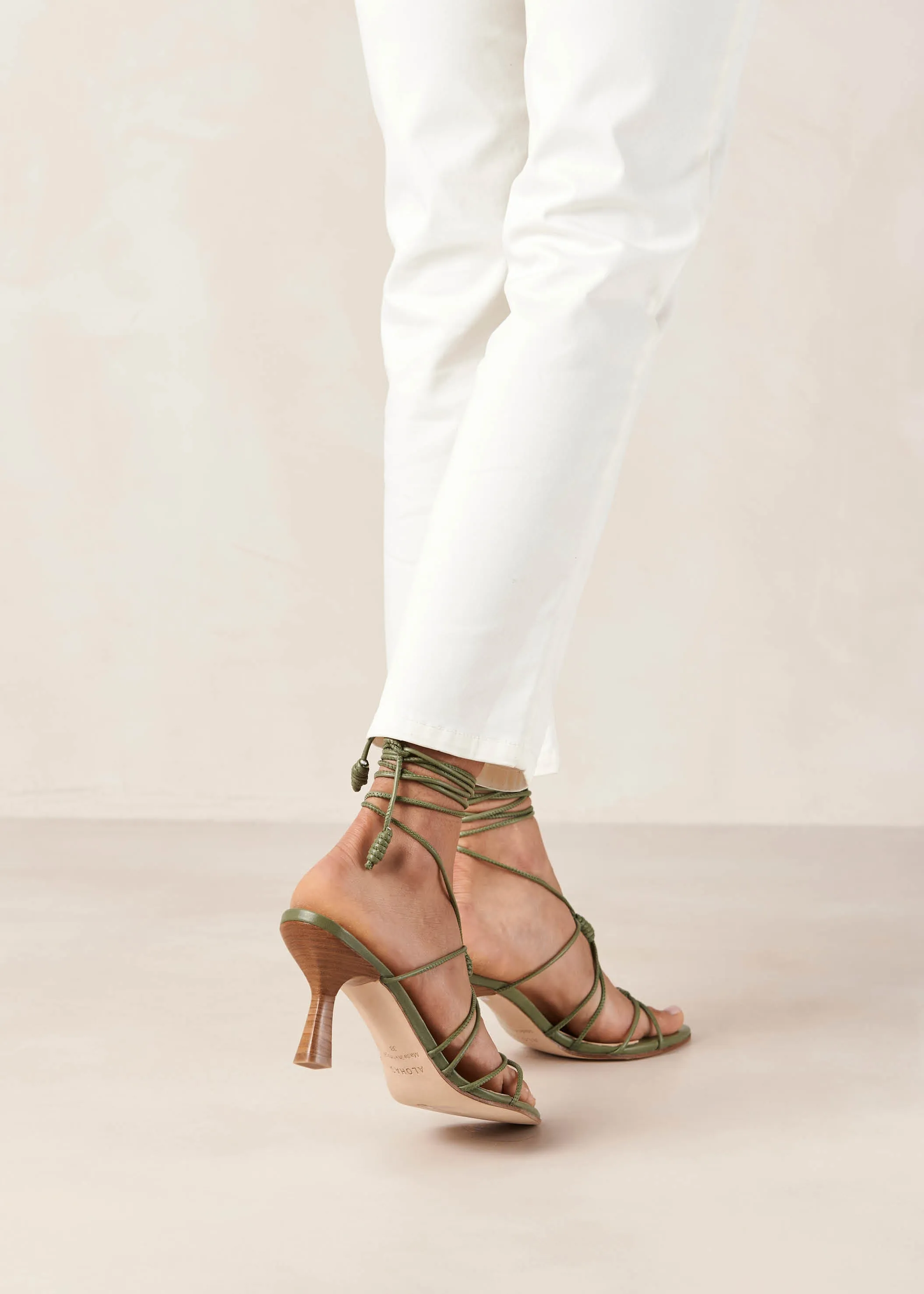 Belinda Green Leather Sandals