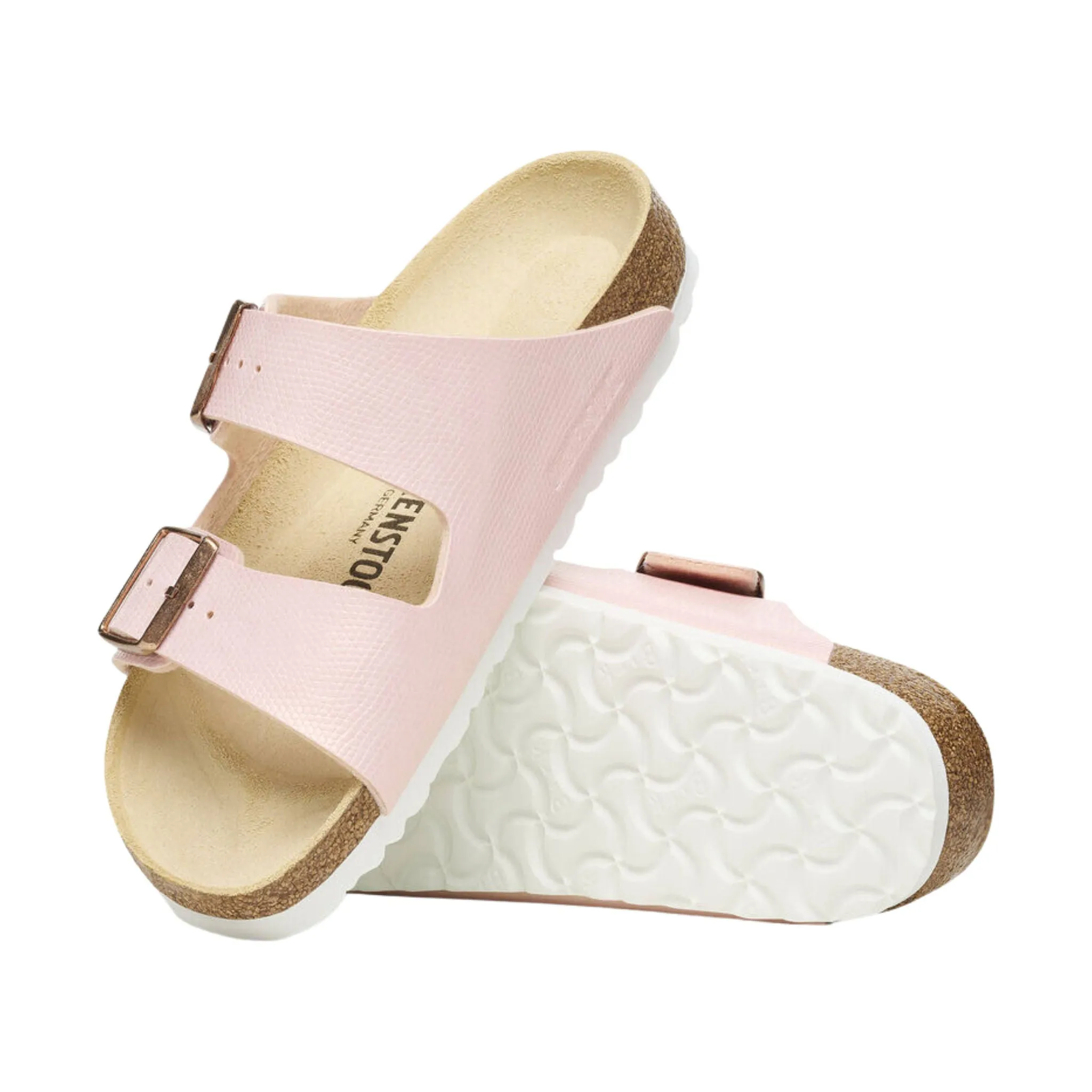 Birkenstock Arizona Birko Flor Embossed Sandal - Shiny Light Rose