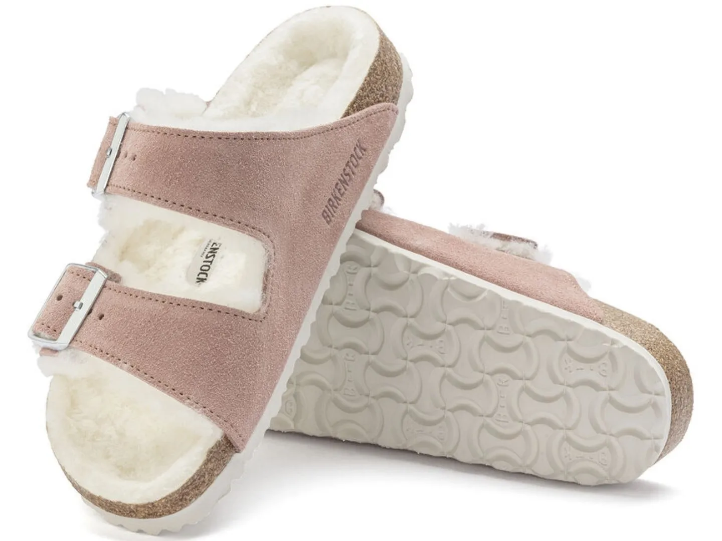 Birkenstock: Arizona Shearling in Pink Clay