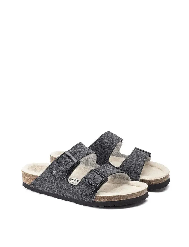 Birkenstock Arizona Wool Felt Narrow Sandals Doubleface Grey