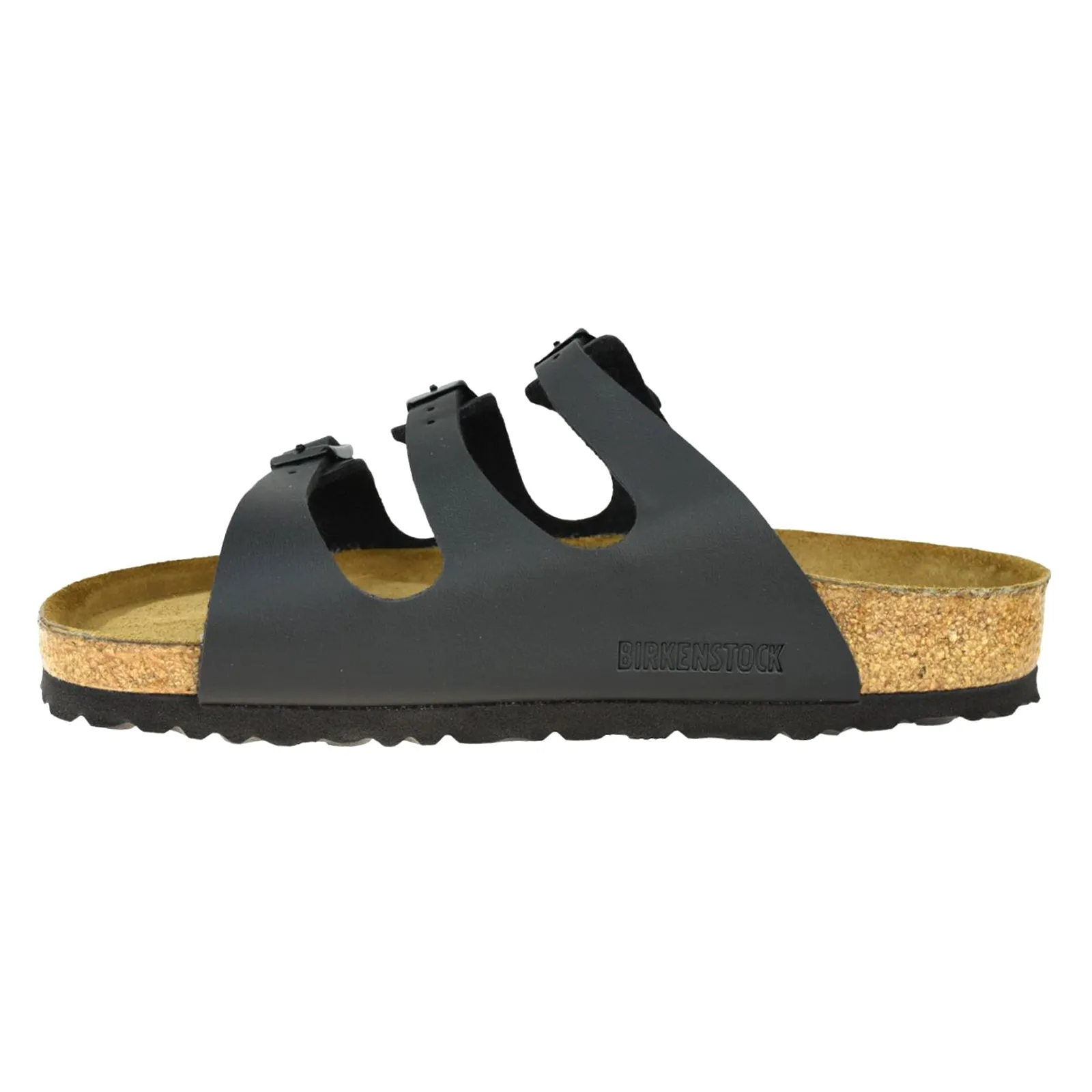 Birkenstock Florida Black Birko-Flor Womens Triple Strap Slip On Sandals - UK 7