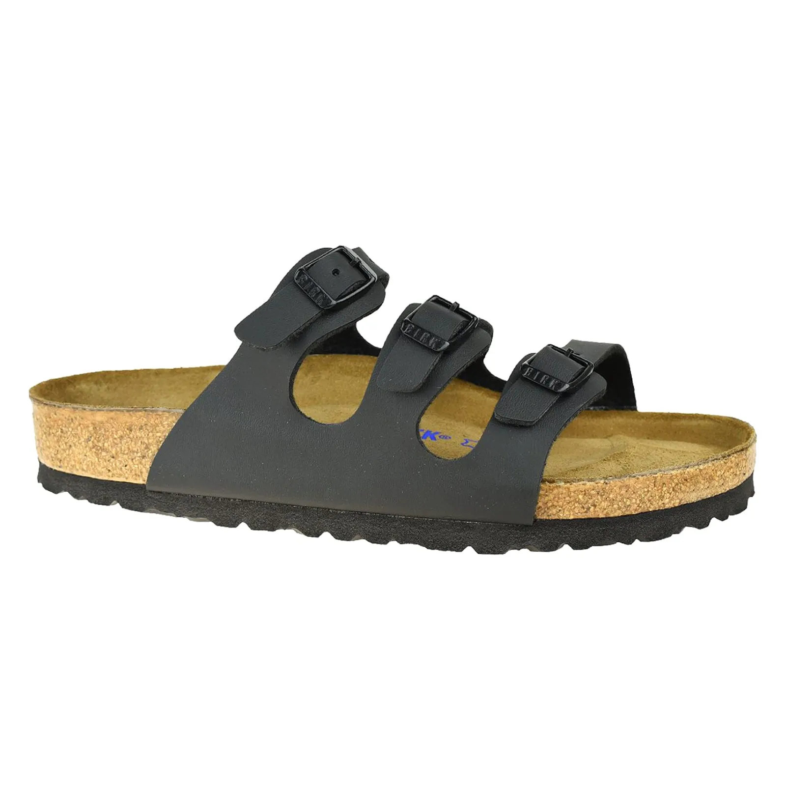 Birkenstock Florida Black Birko-Flor Womens Triple Strap Slip On Sandals - UK 7