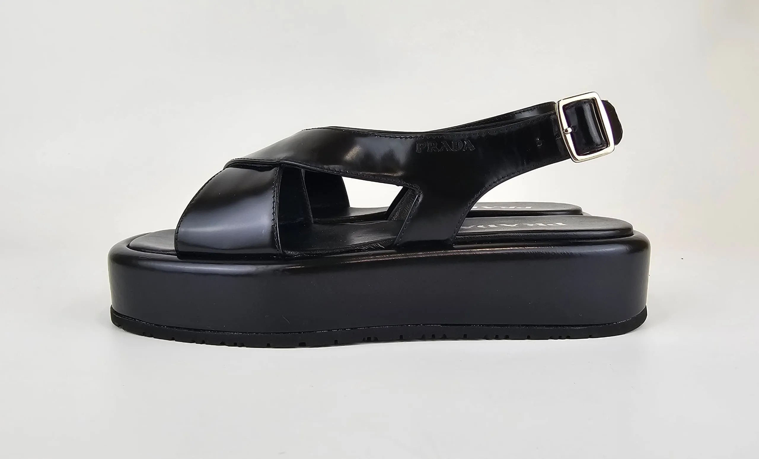 Black Leather Wedge Summer Sandals