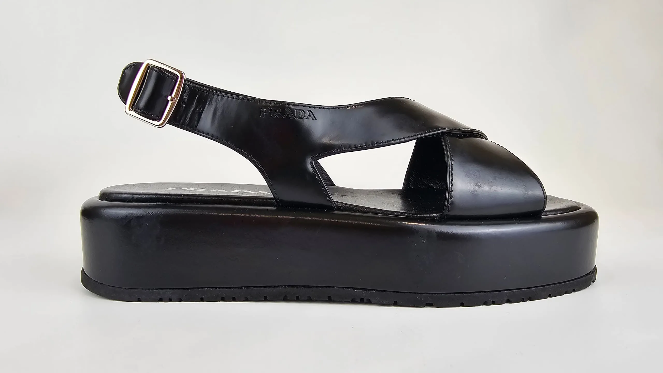 Black Leather Wedge Summer Sandals