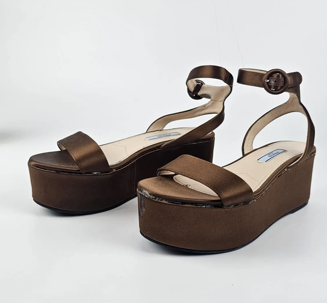 Brown Satin Sandals