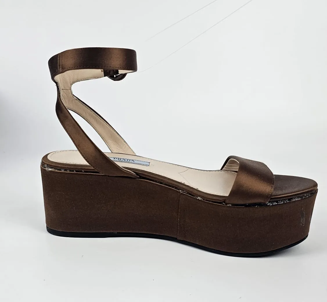 Brown Satin Sandals