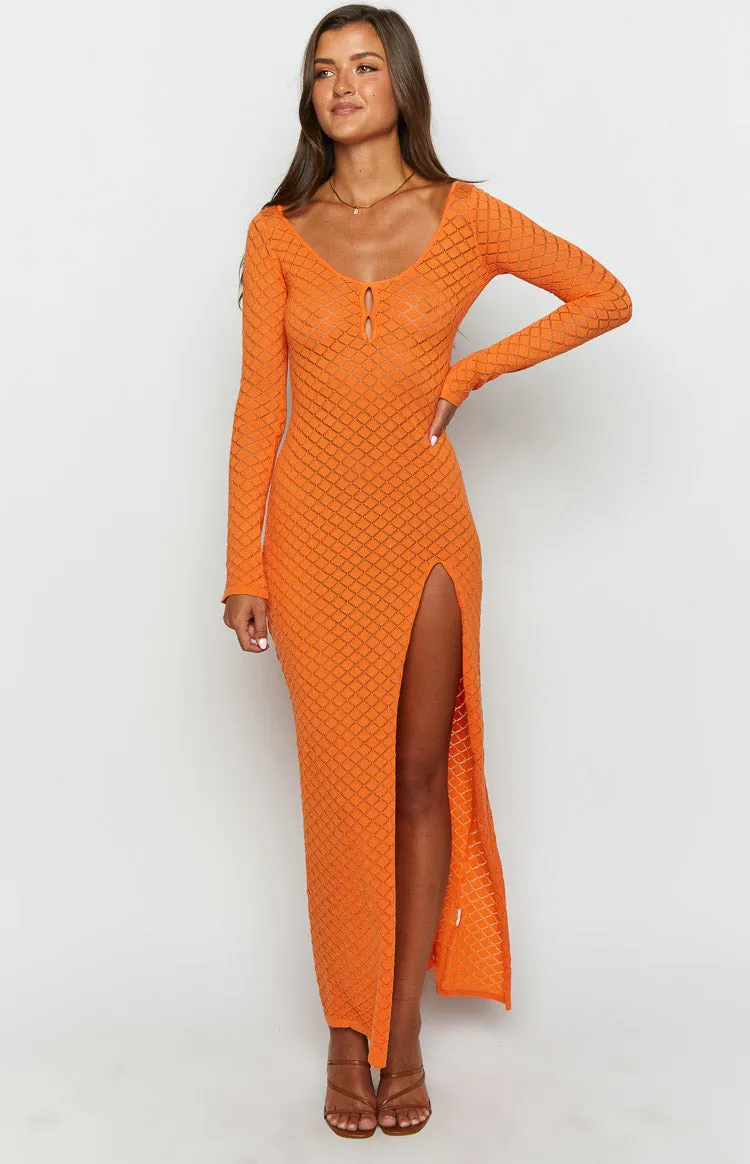 Celine Orange Knit Maxi Dress