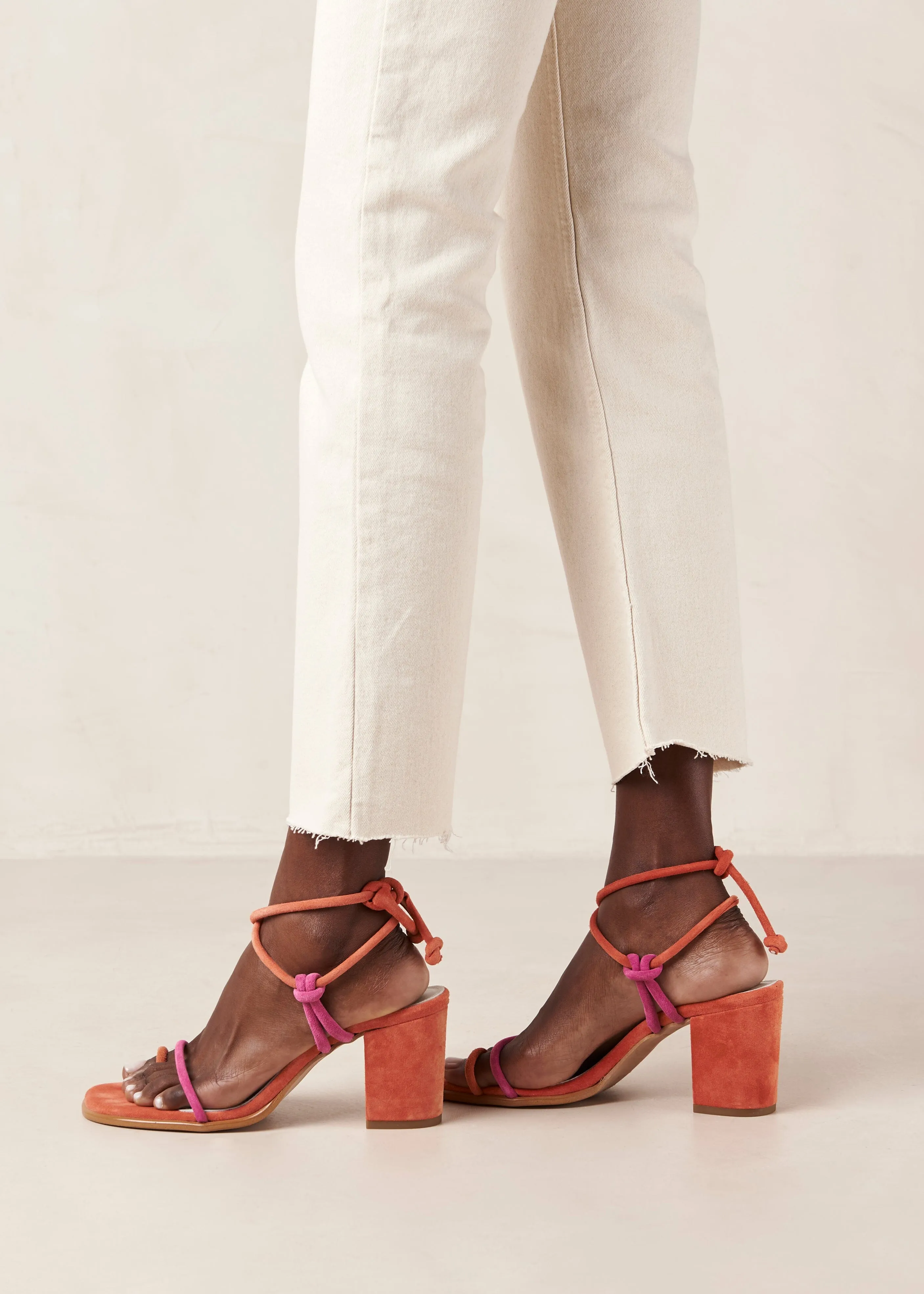 Grace Bicolor Magenta Orange Leather Sandals