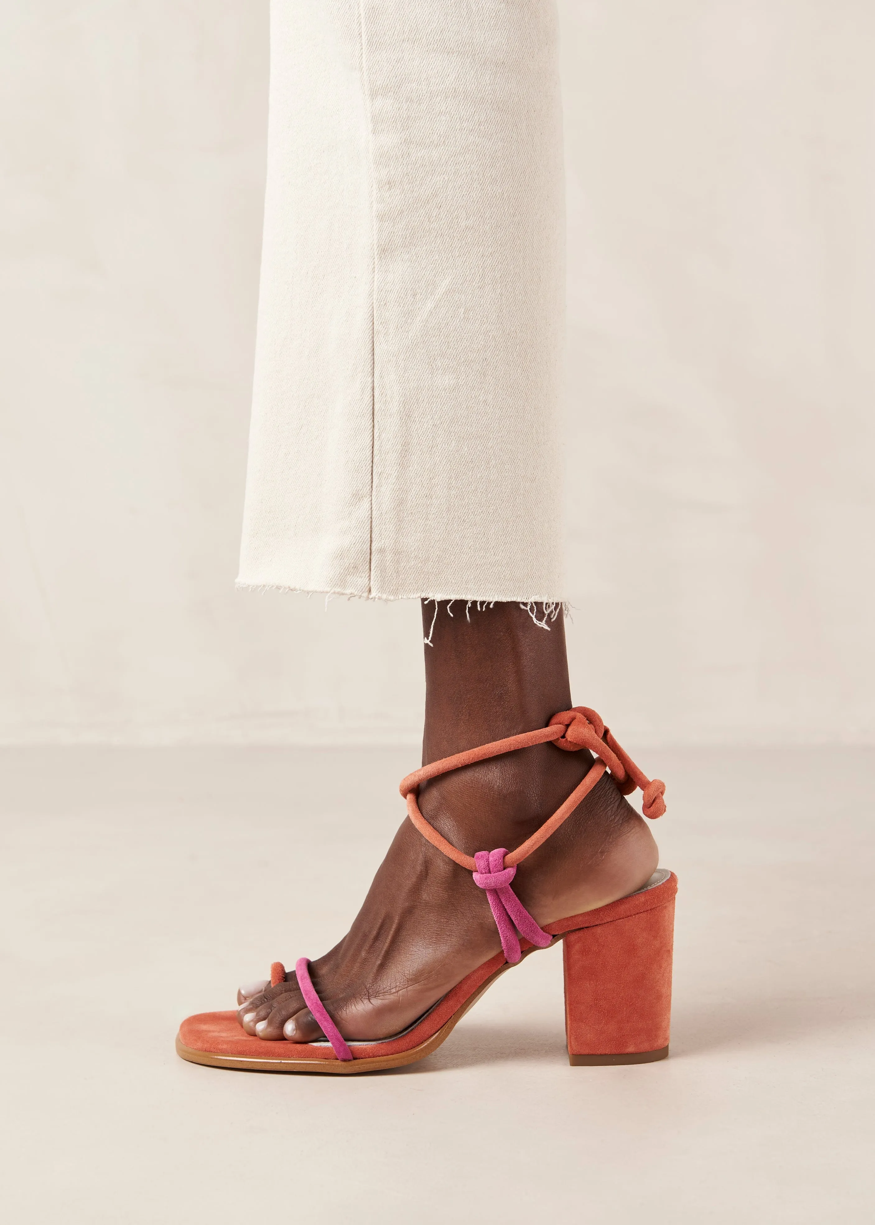 Grace Bicolor Magenta Orange Leather Sandals