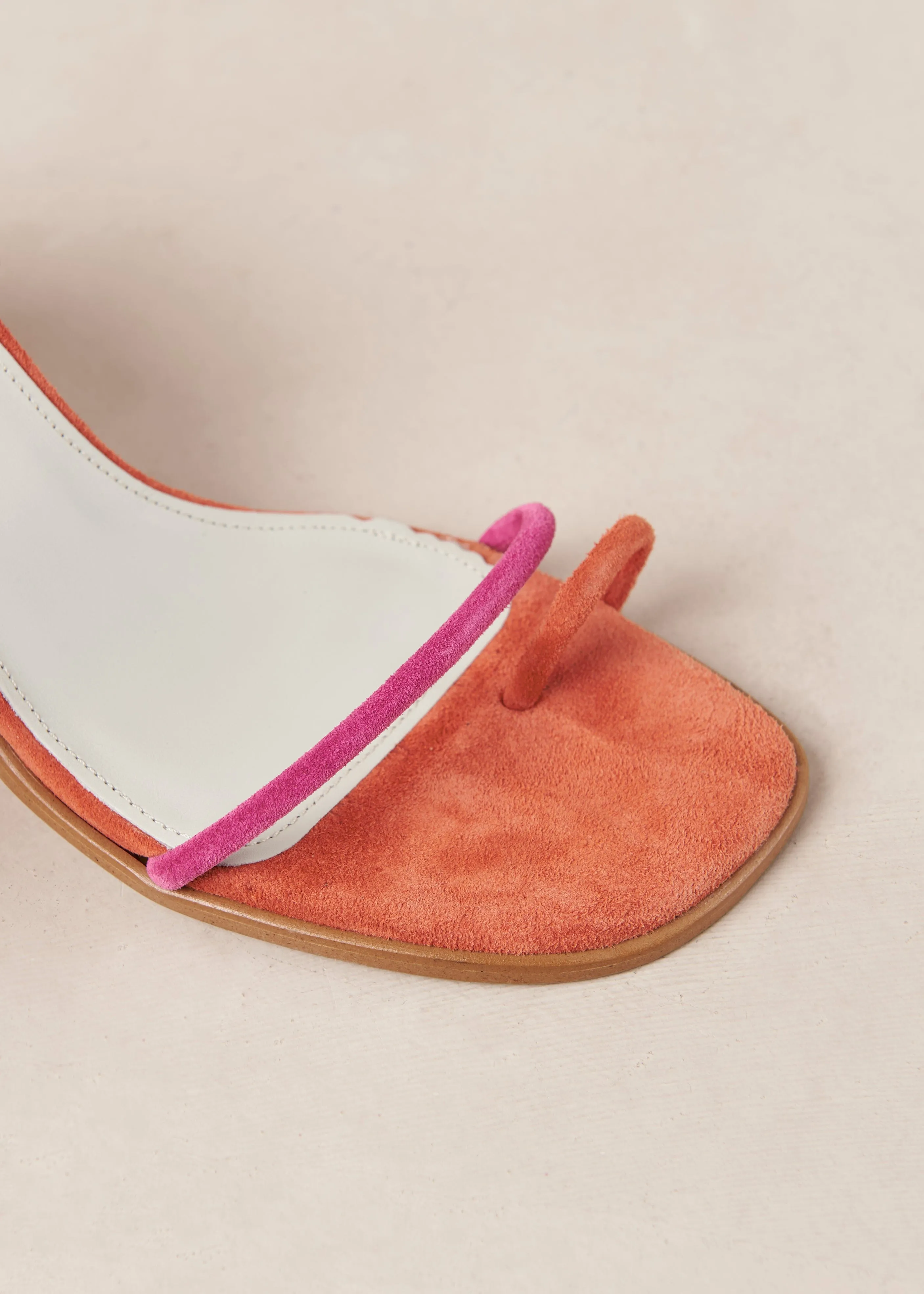 Grace Bicolor Magenta Orange Leather Sandals