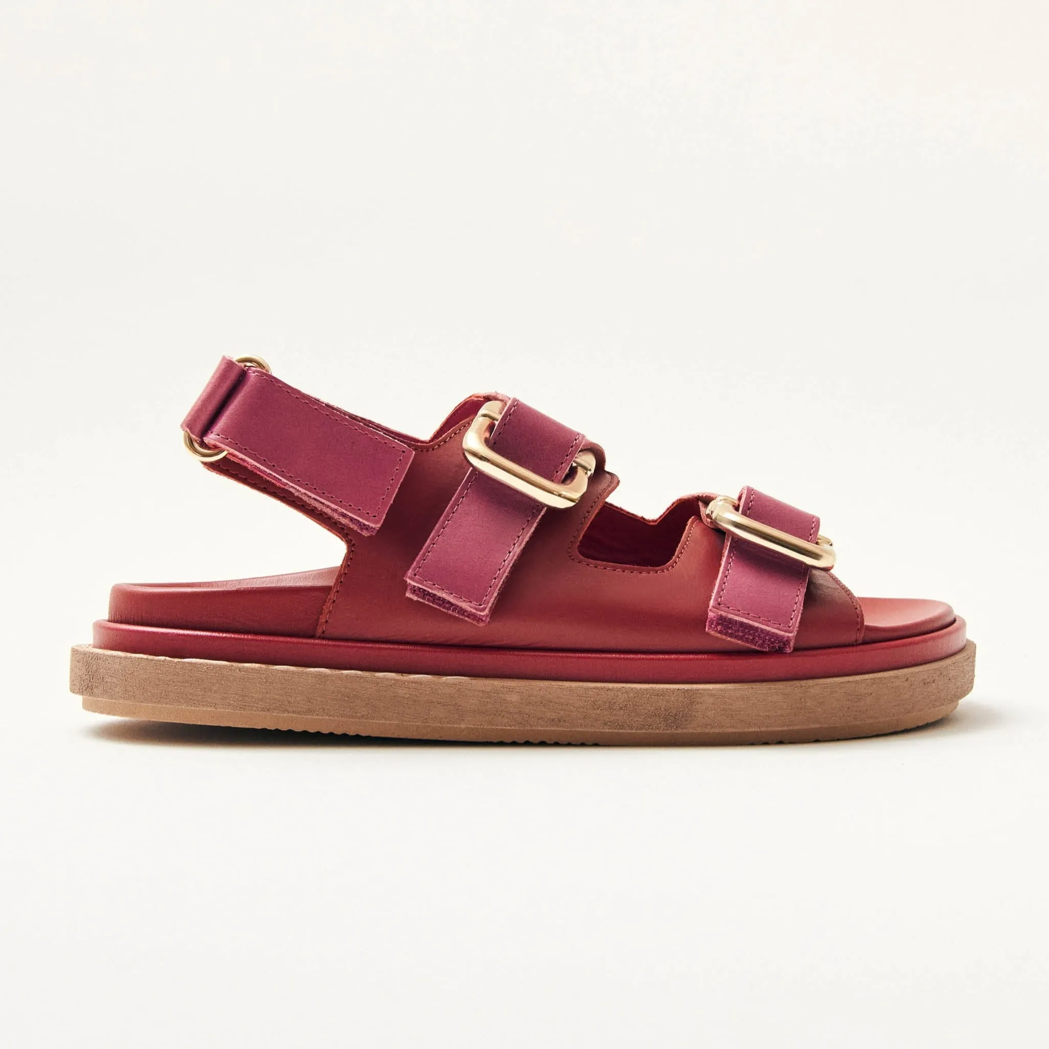 Harper Bicolor Red Magenta Leather Sandals