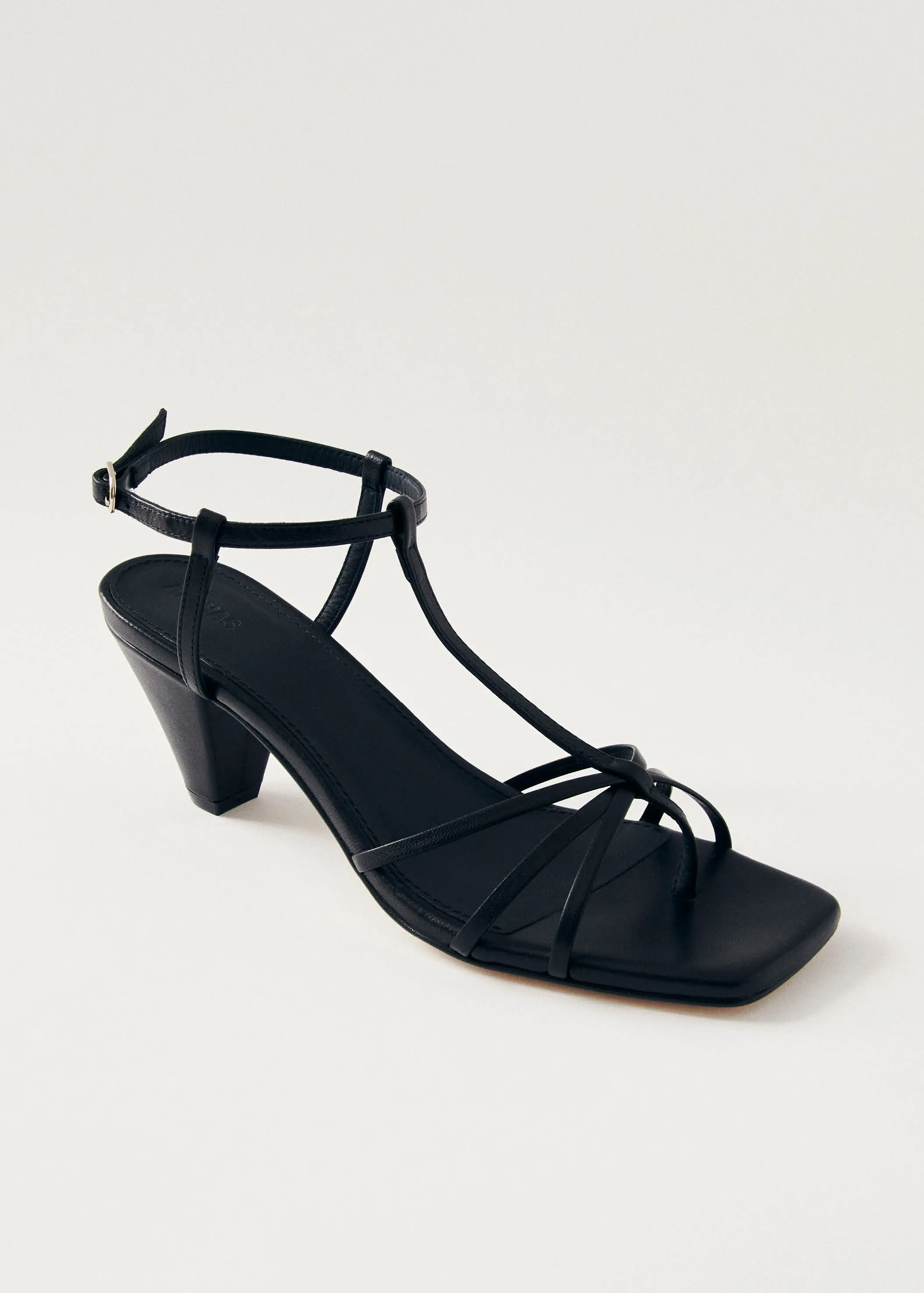 Ines Black Leather Sandals