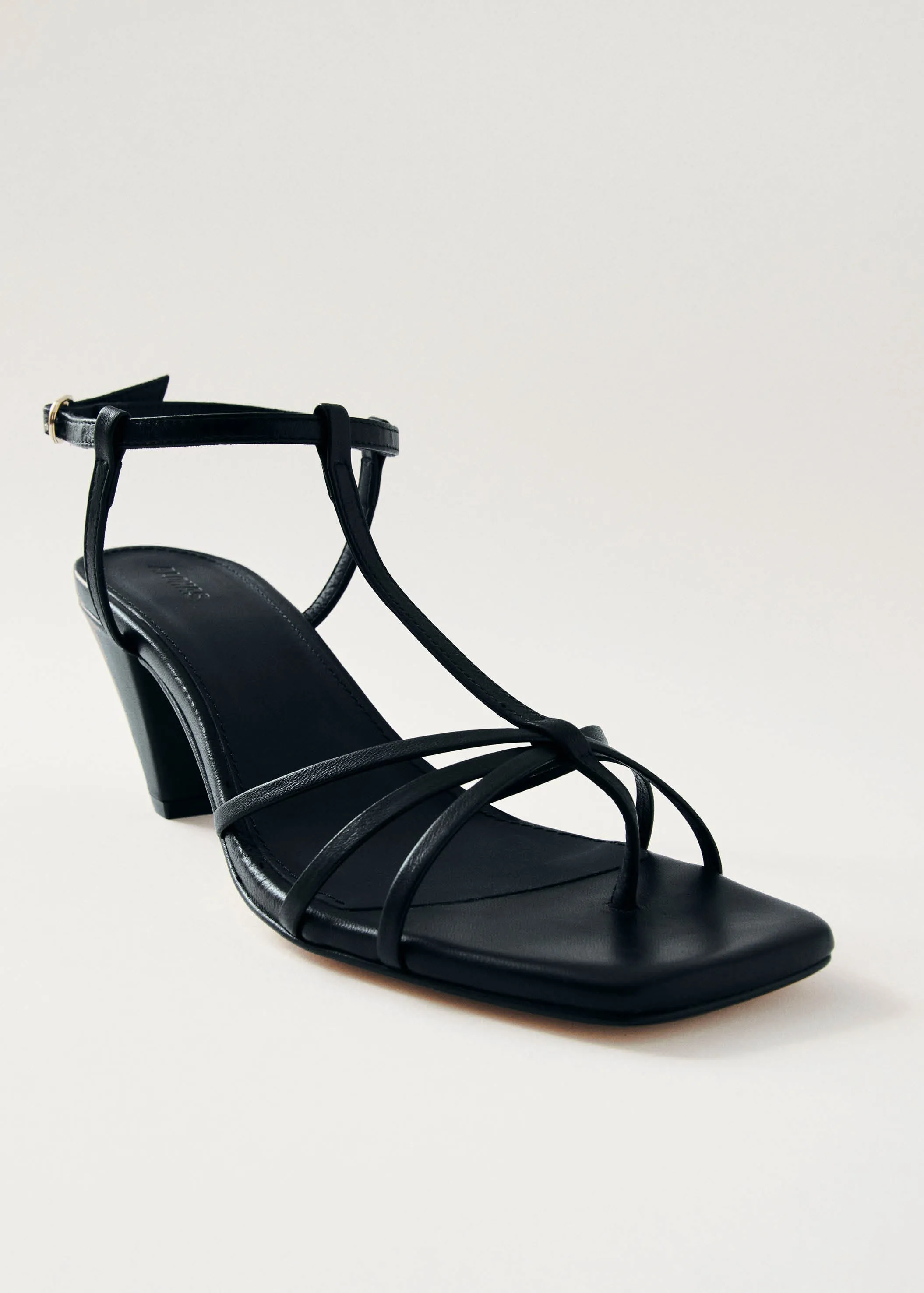 Ines Black Leather Sandals