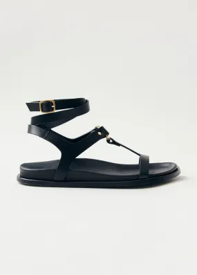 Kizzi Black Leather Sandals