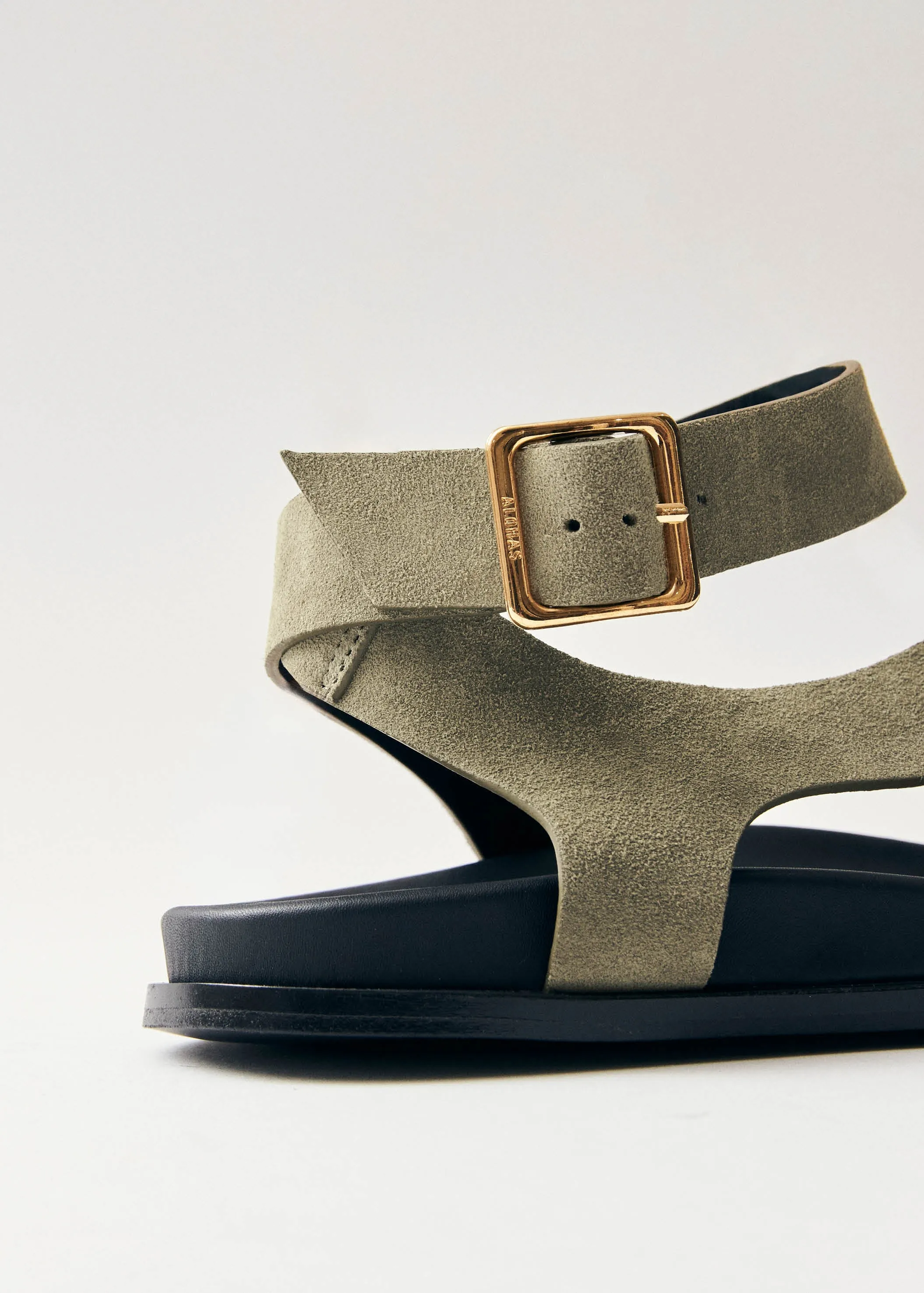 Myles Suede Khaki Leather Sandals