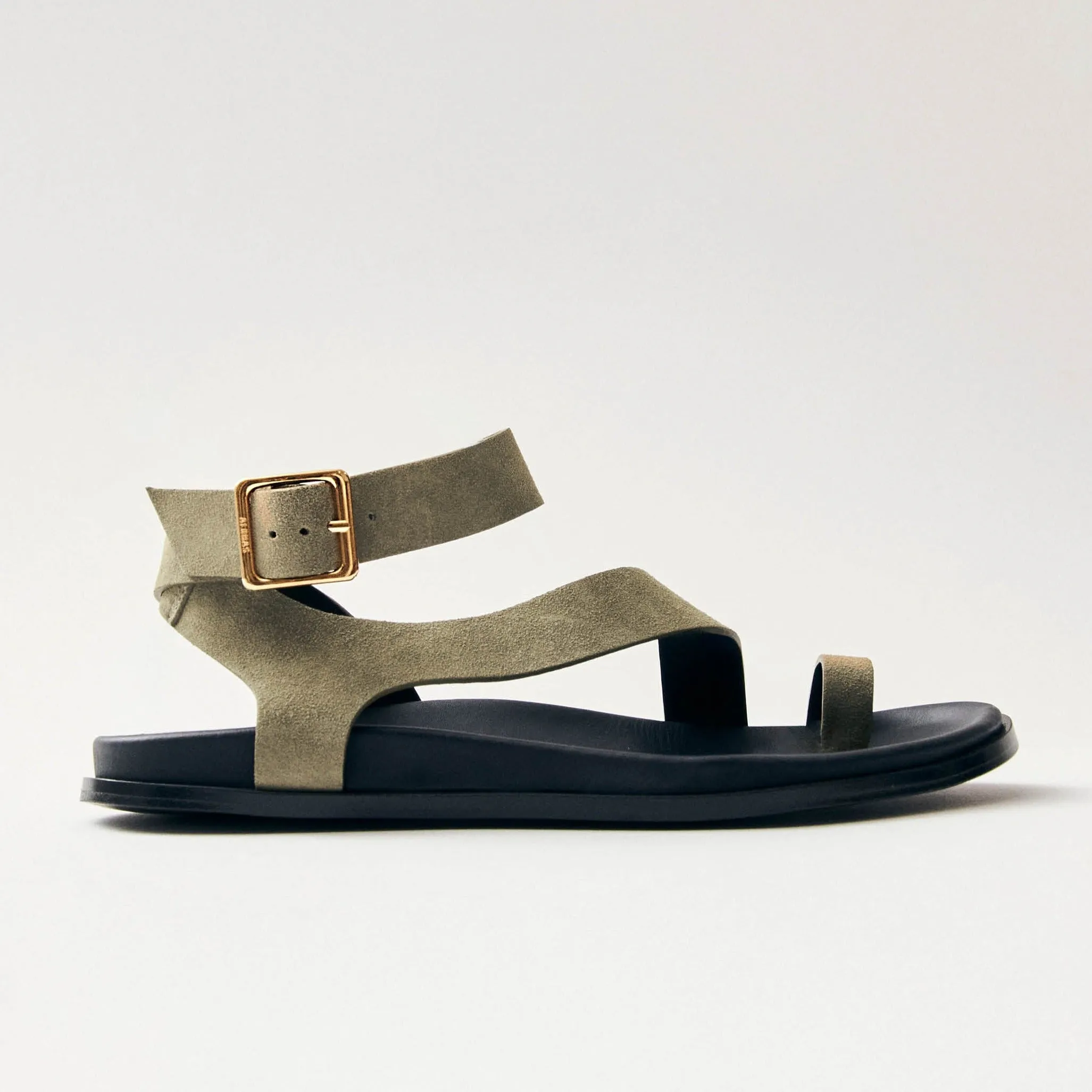 Myles Suede Khaki Leather Sandals