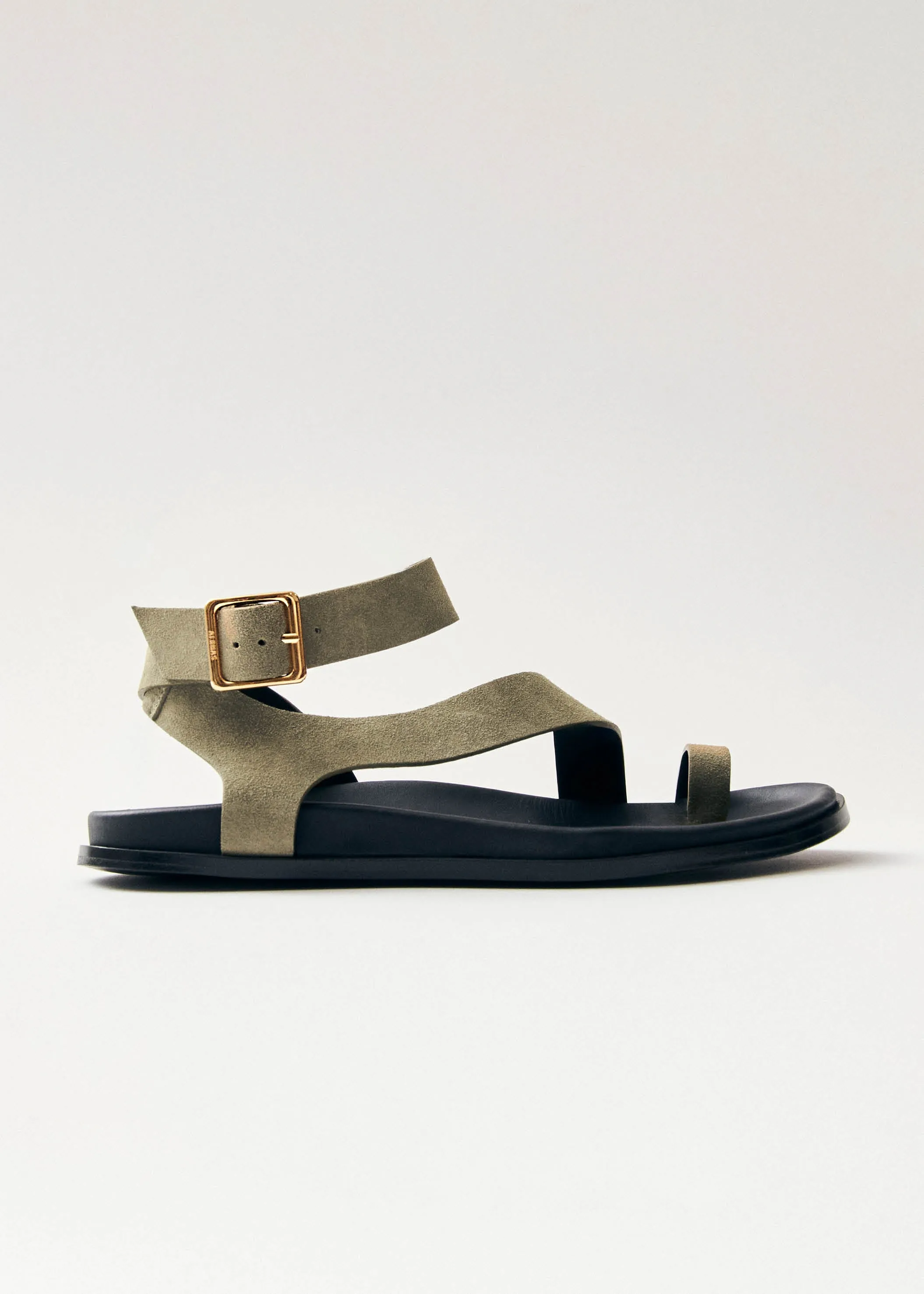 Myles Suede Khaki Leather Sandals