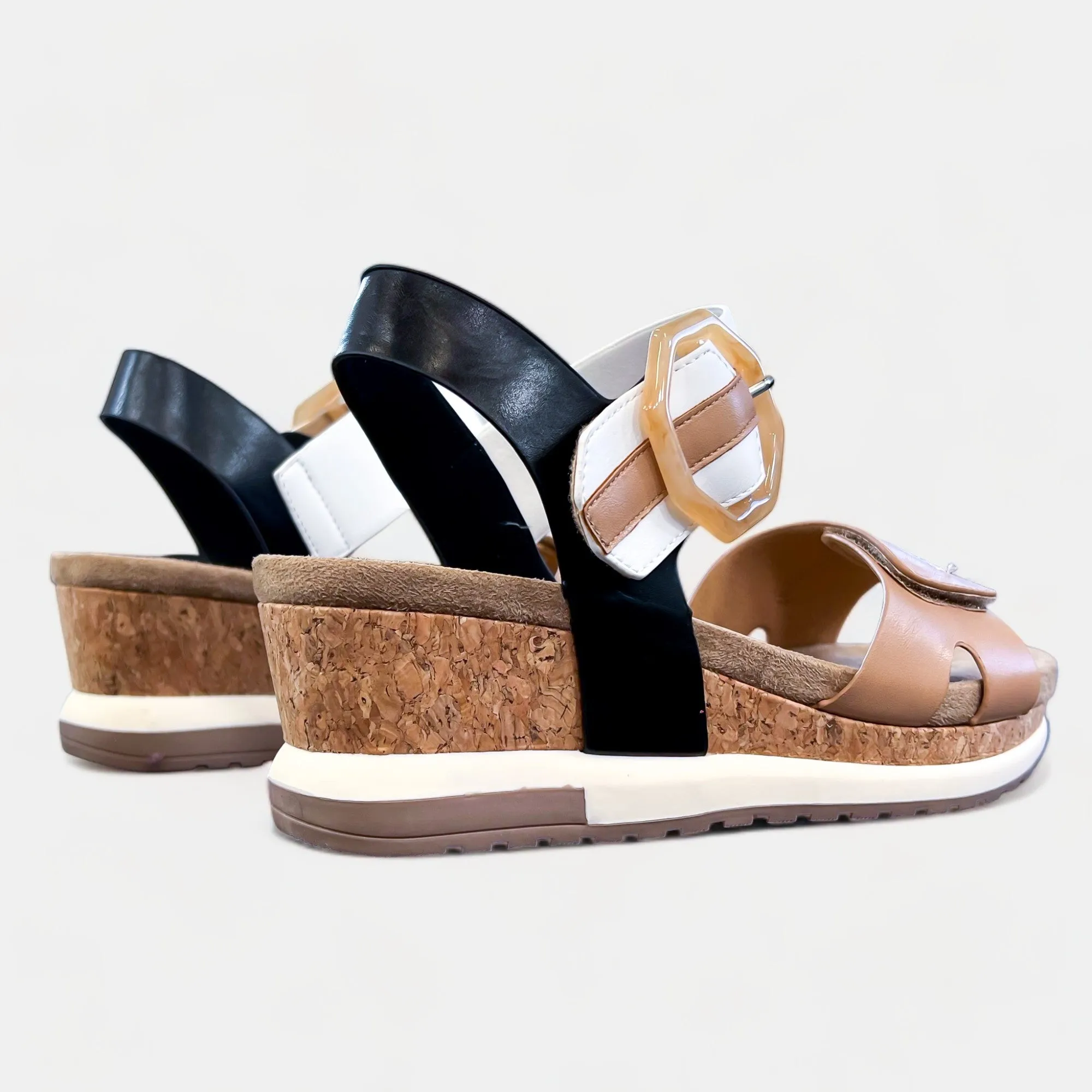 Natural Multi Cork Wedge Sandals