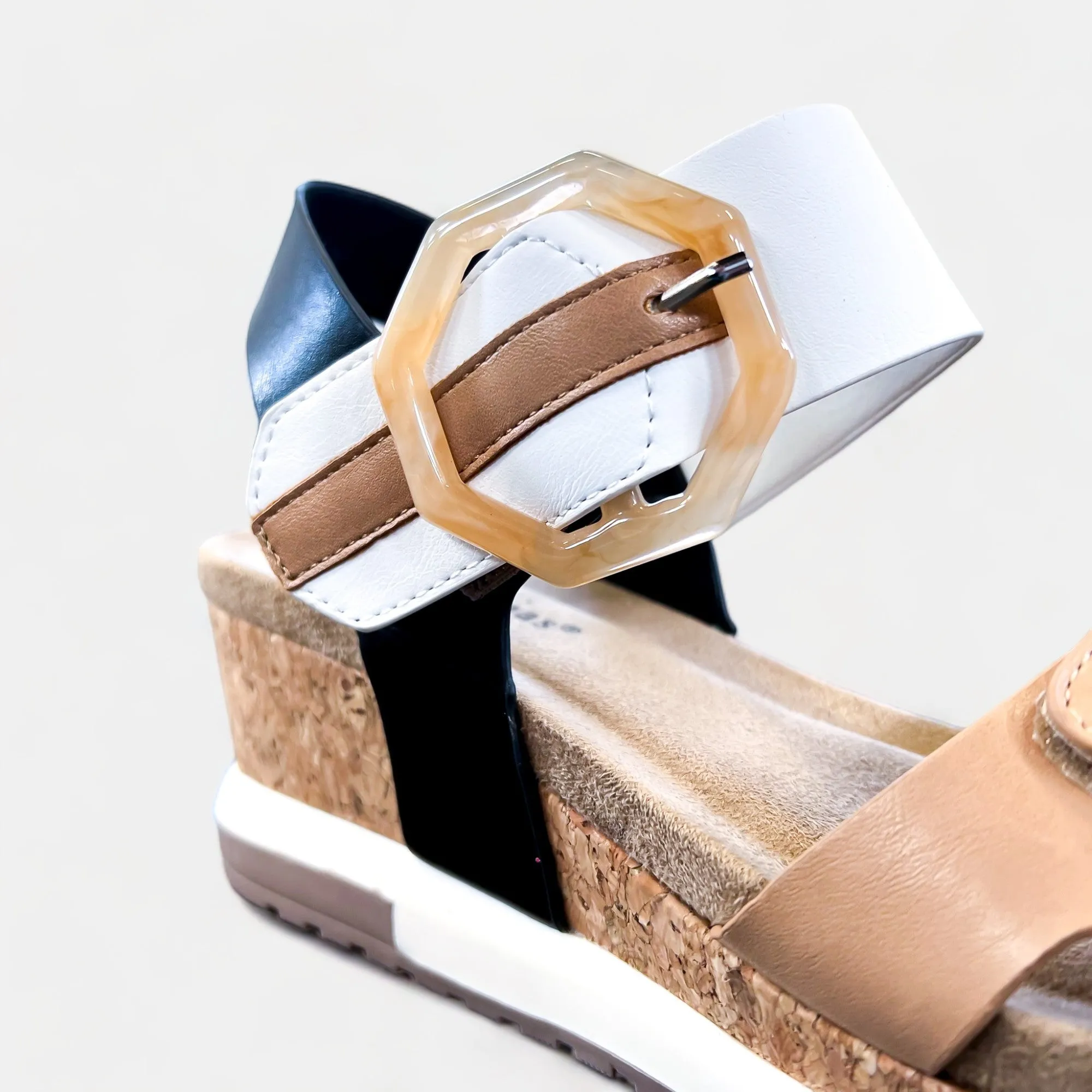 Natural Multi Cork Wedge Sandals