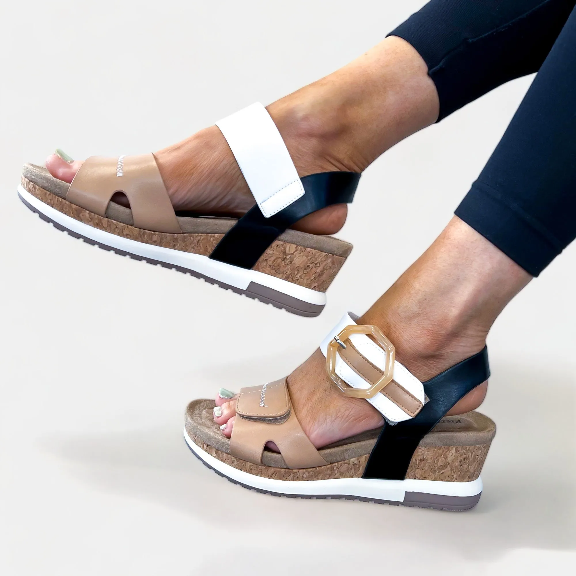 Natural Multi Cork Wedge Sandals