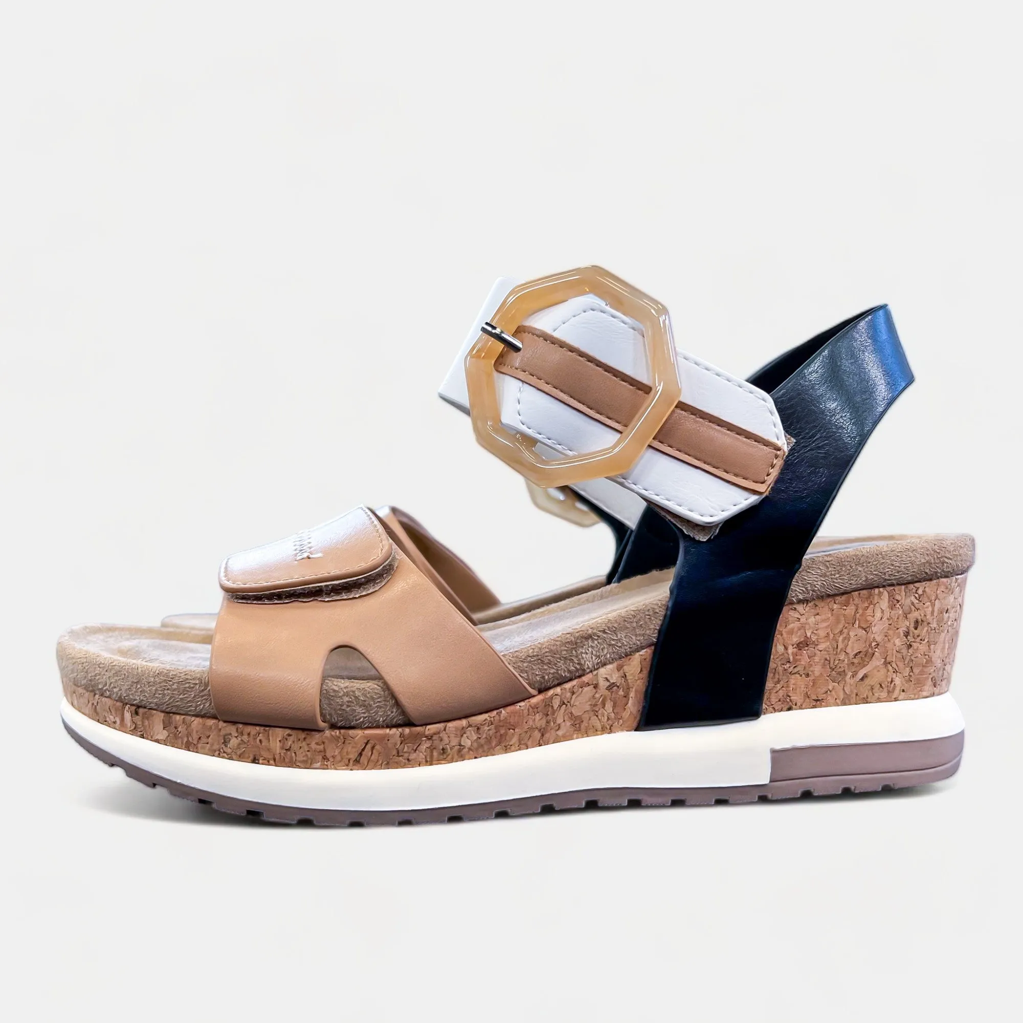 Natural Multi Cork Wedge Sandals