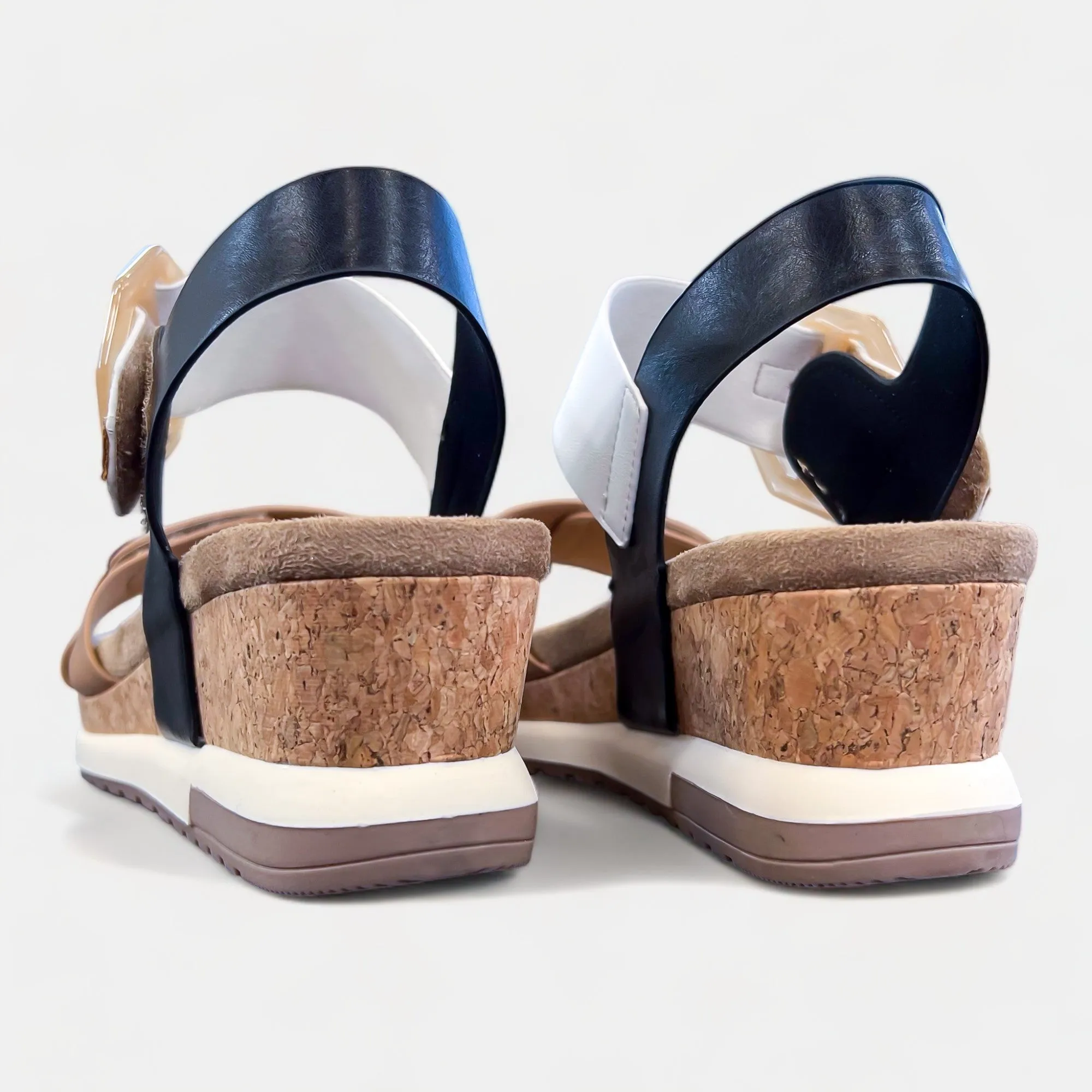 Natural Multi Cork Wedge Sandals