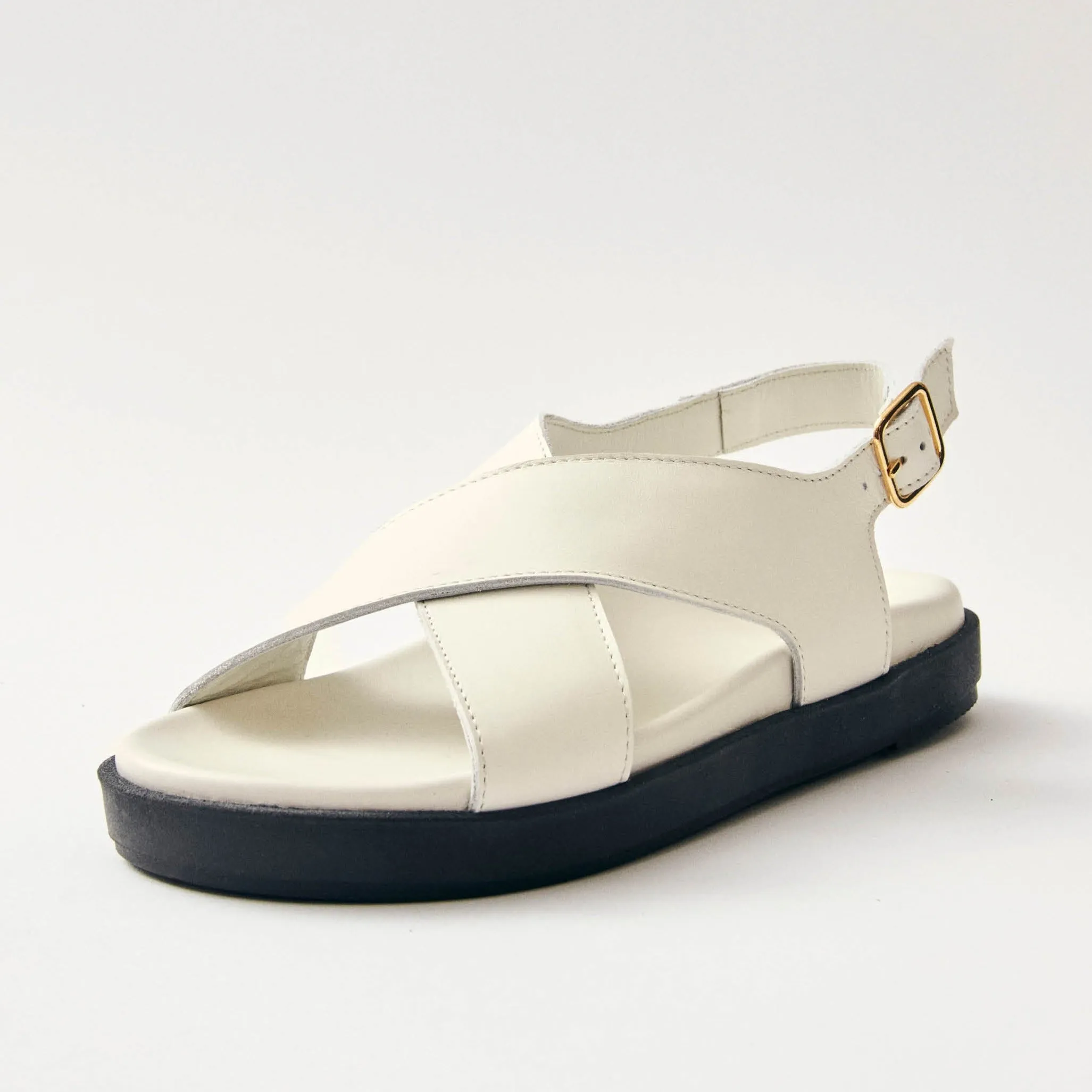 Nico White Leather Sandals