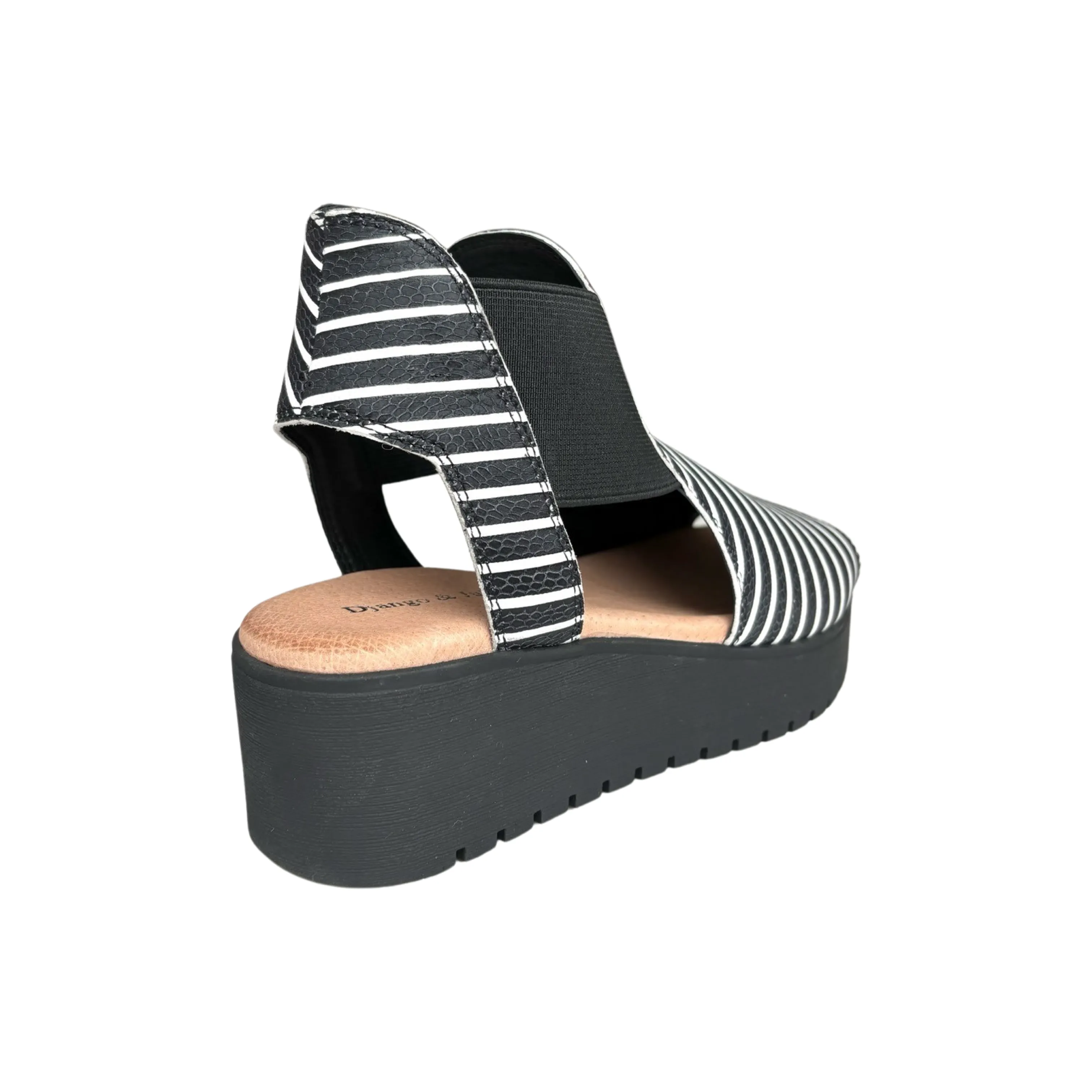 Ozie Black/White Stripe Platform Sandal