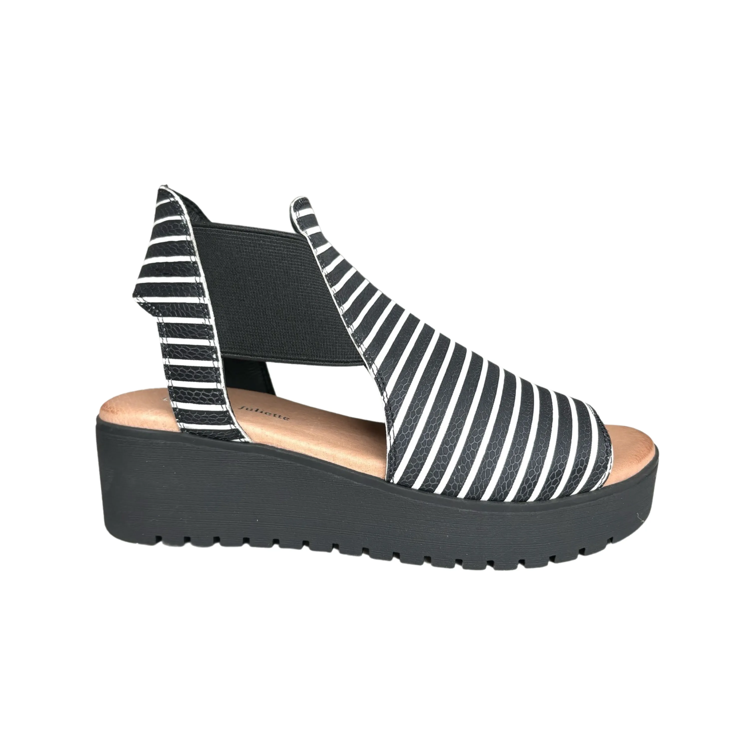 Ozie Black/White Stripe Platform Sandal