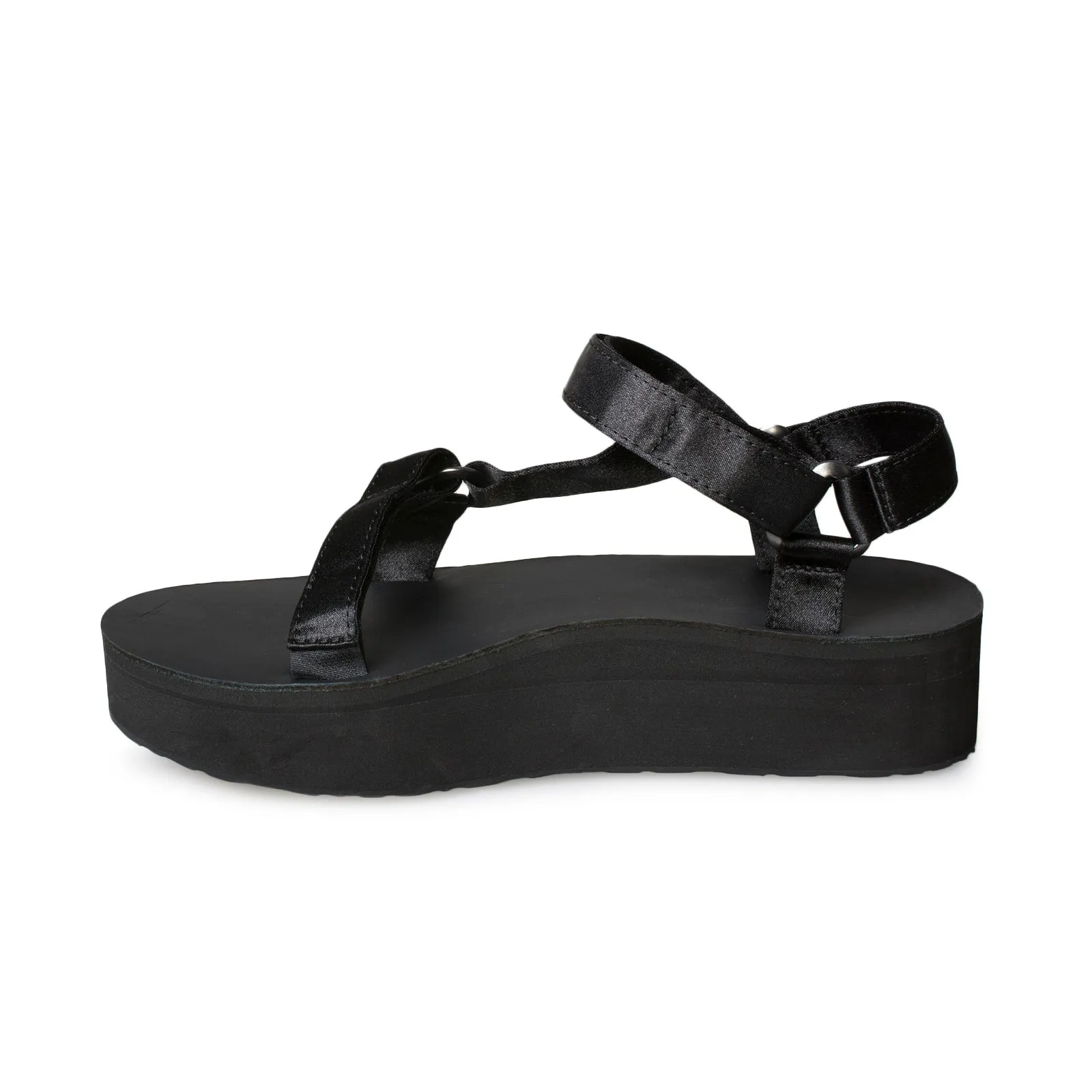 Teva Flatform Universal Satin Black Sandals - Women's