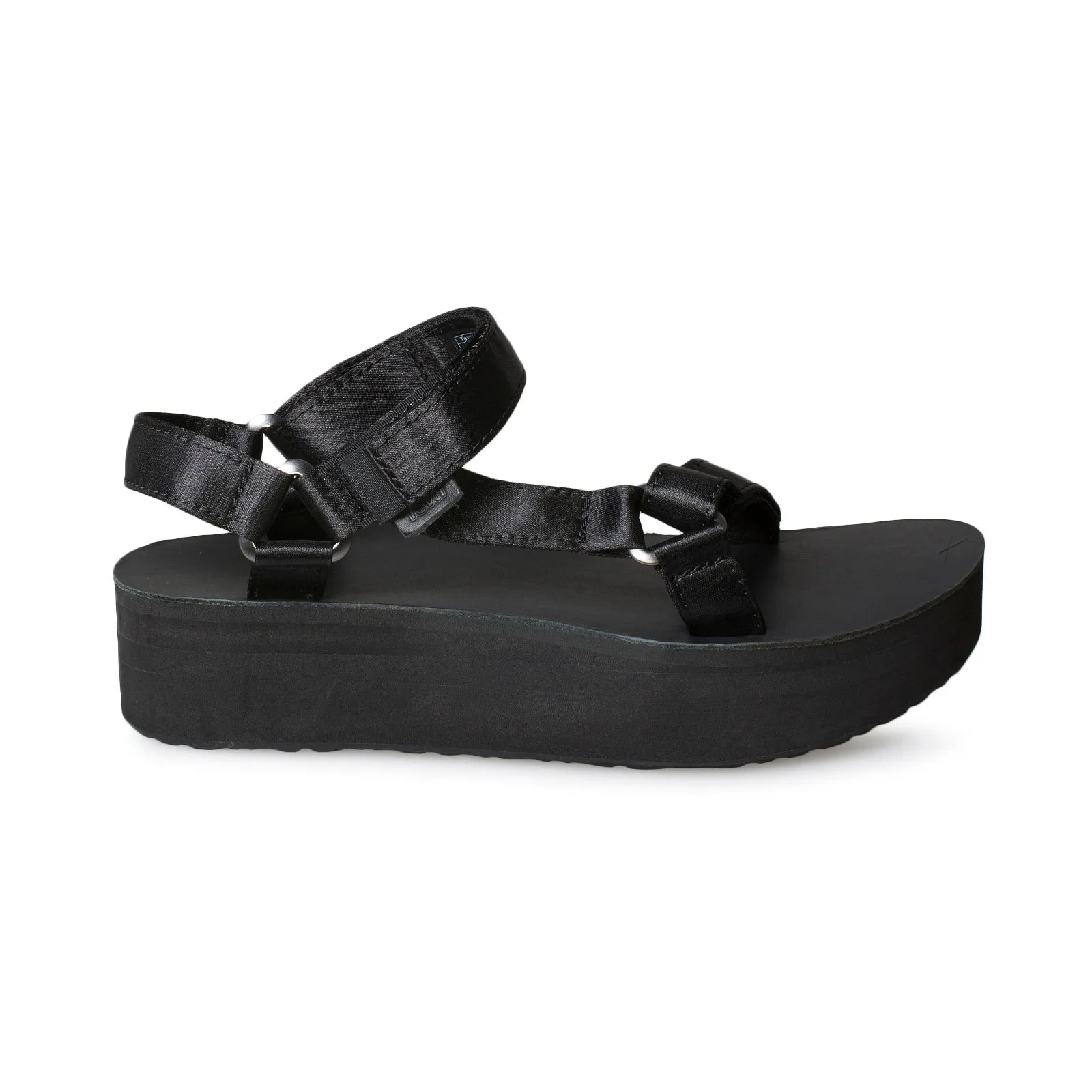 Teva Flatform Universal Satin Black Sandals - Women's