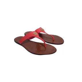 Pre-Loved Tory Burch Coral Leather Cameron Sandals - Stylish, Comfortable, and Versatile Footwear