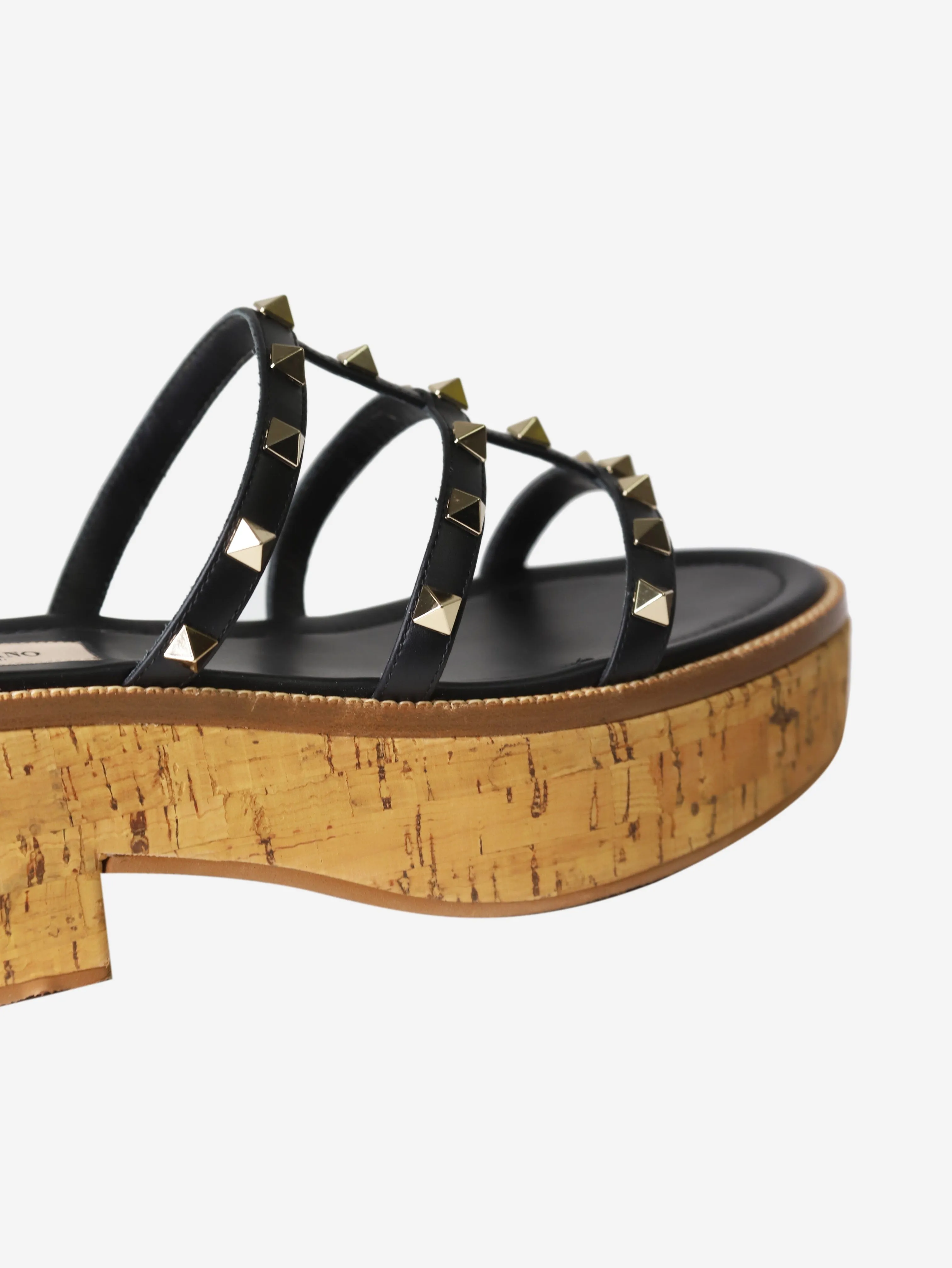 Valentino Black Rockstud cork sandals - size EU 38